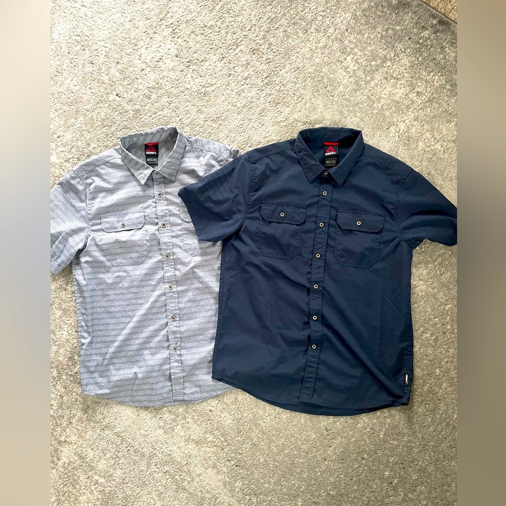 Men’s wicking material button down dress shirt bundle!